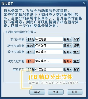 分班软件均衡指标优化调节操作示例