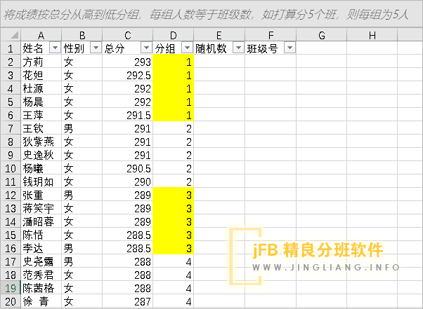 将学生按班级数量进行顺序分组